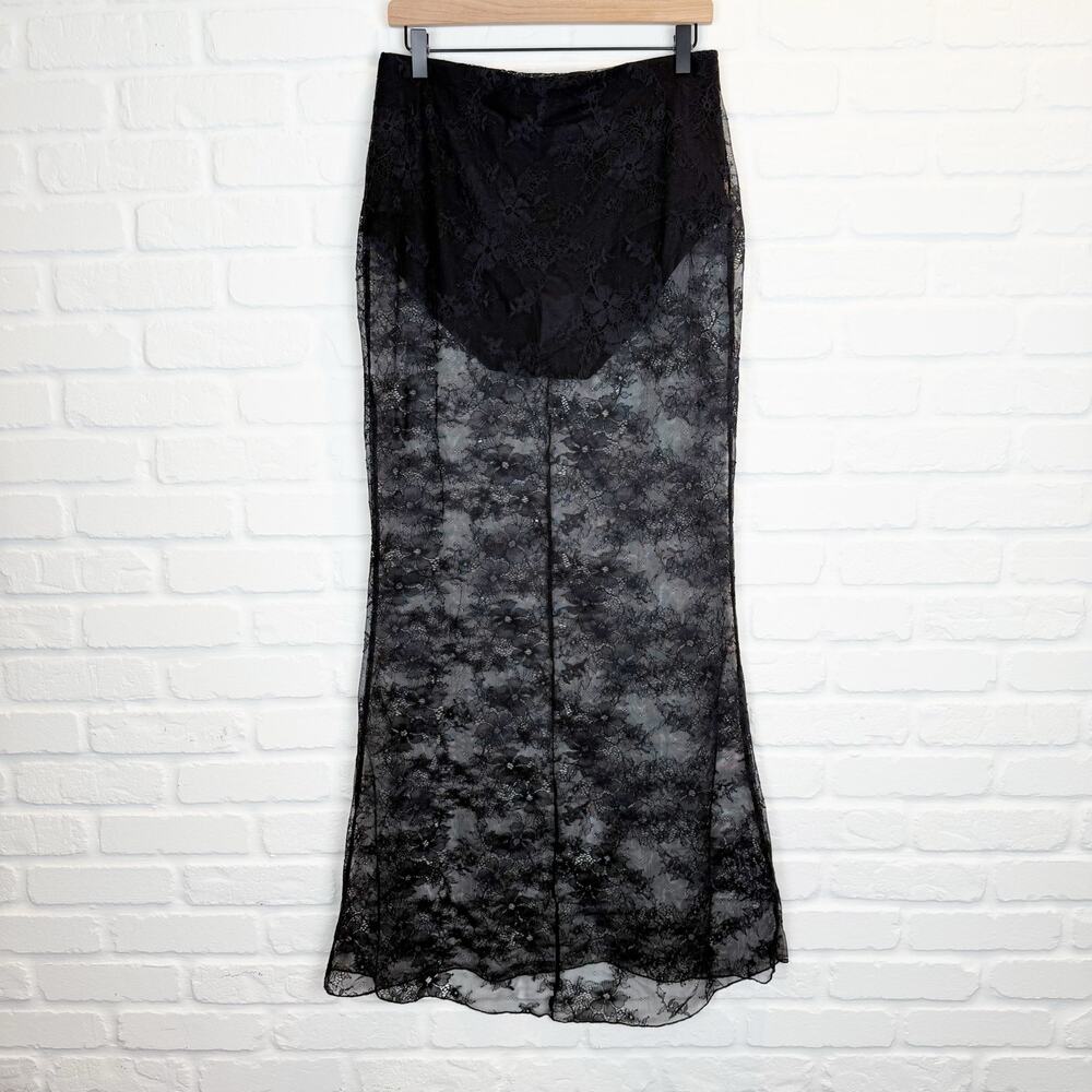Skims Ultra Fine Lace Maxi Skirt Elegant Lace Size Large - Picture 2 of 10